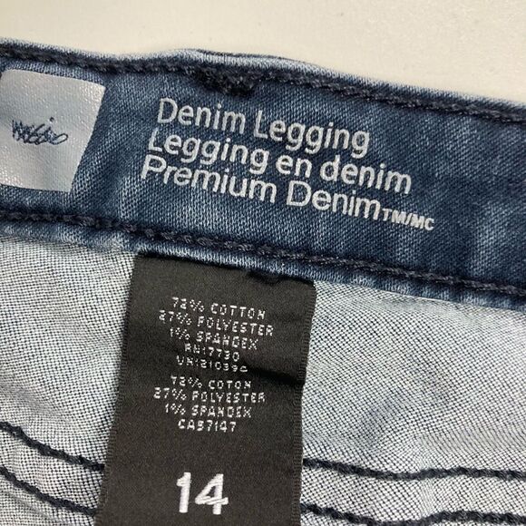 MOSSIMO, Denim‎ Legging, Blue, Size 14, zipper and button closure, belt Loops - Picture 6 of 8